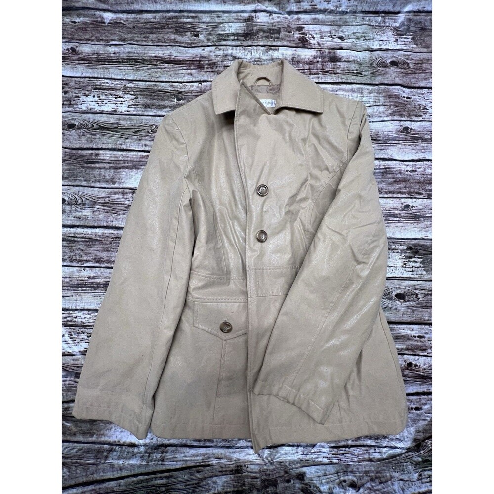 Dress Barn Woman’s Beige Button-Down Lightweight Coat Size Small